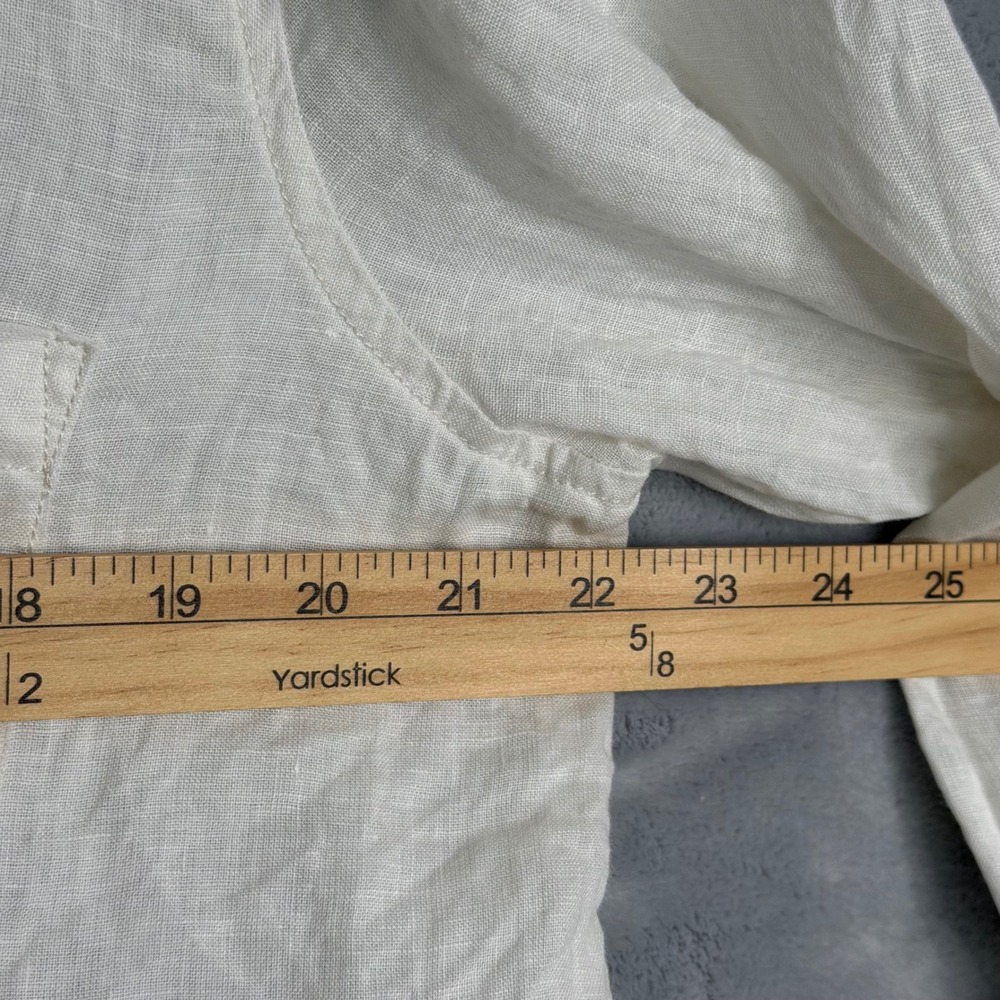 Sigrid Olsen 100% Linen Button Front Shirt Womens L White Coastal Lagenlook - Picture 6 of 8